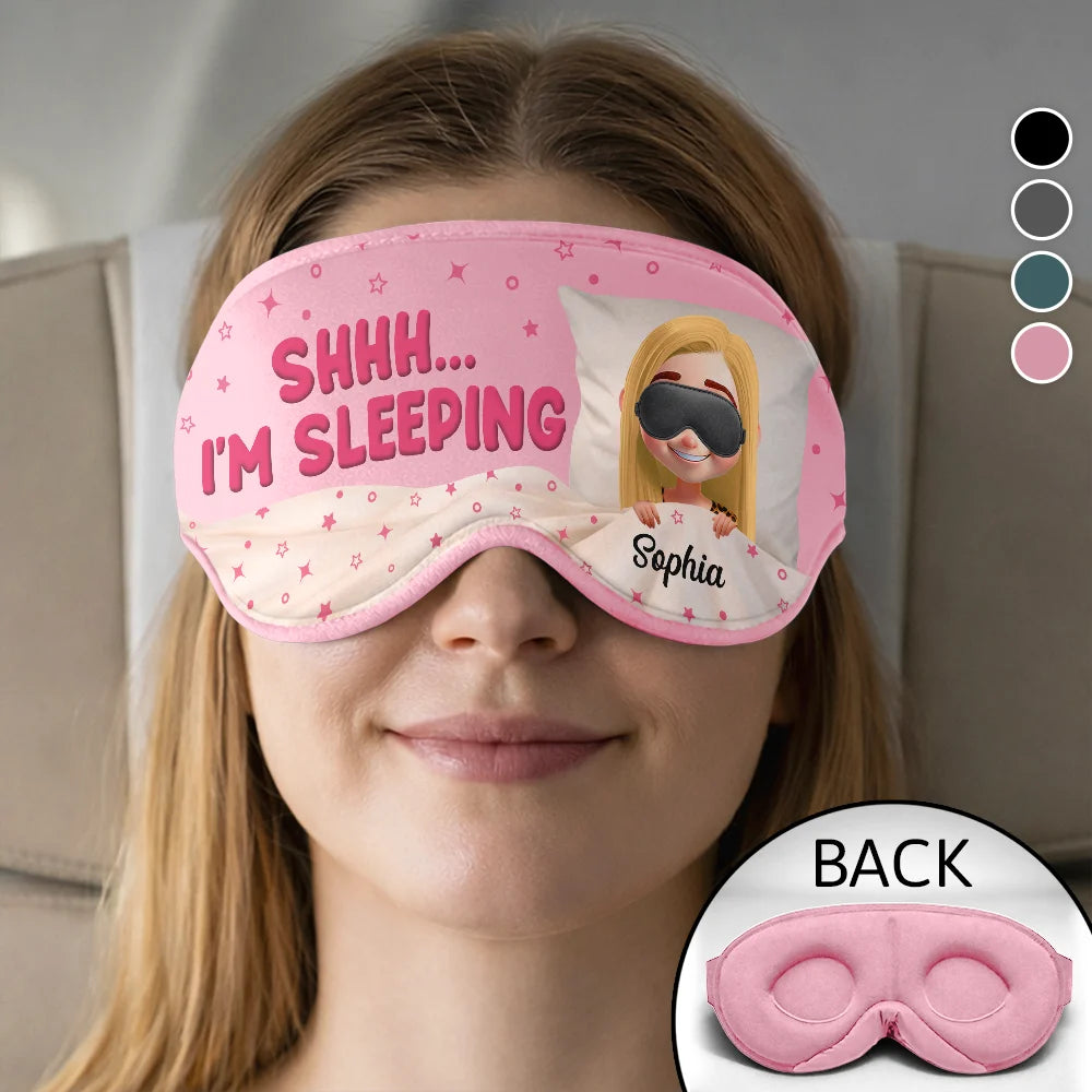 Gift For Yourself, Travel, Gift For Women, Gift For Men, Funny - Shhh...I'm Sleeping - Personalized 3D Sleep Mask