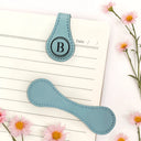 Reading,Gift For Yourself,Gift For Women,Happy - Simple Monogram Book Keepsake - Personalized Circle Leather Magnetic Bookmark