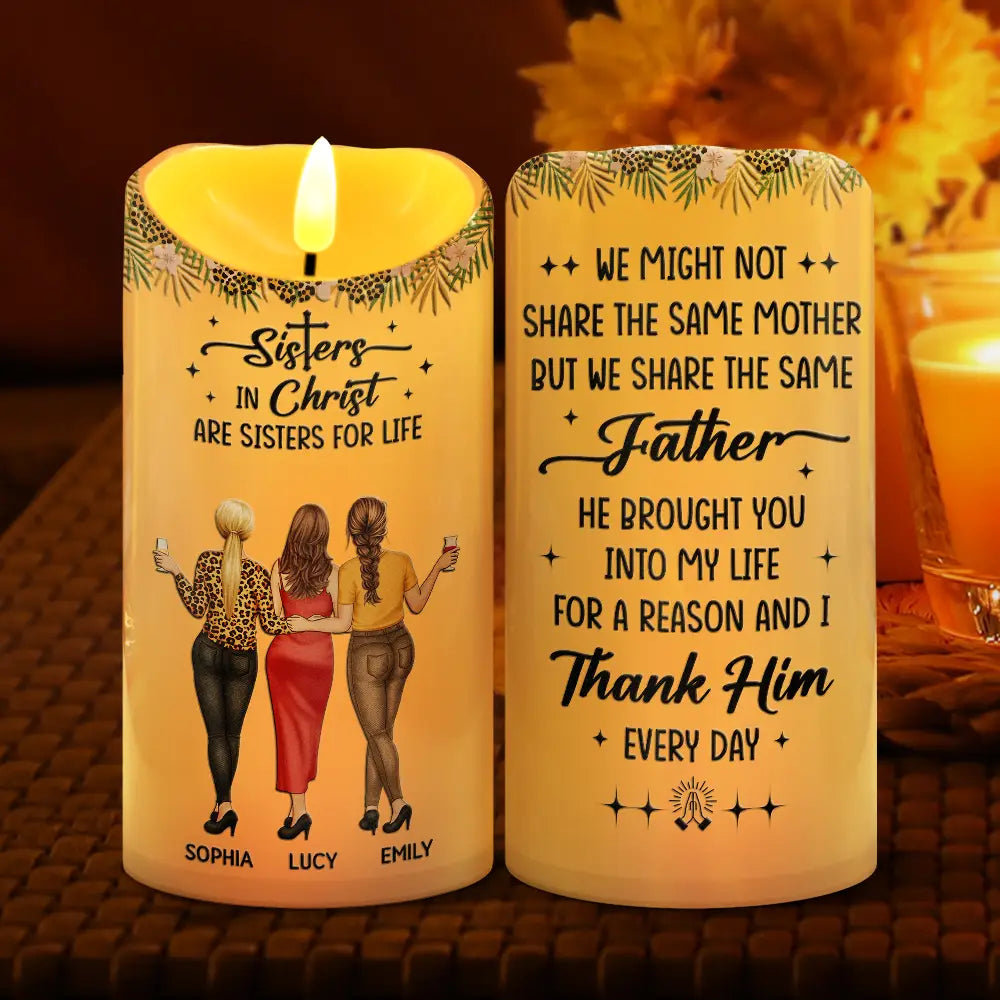 Christian,Christmas,Gift For Sisters - Sister In Christ - Gift For Christian Sister - Personalized Flameless LED Candle