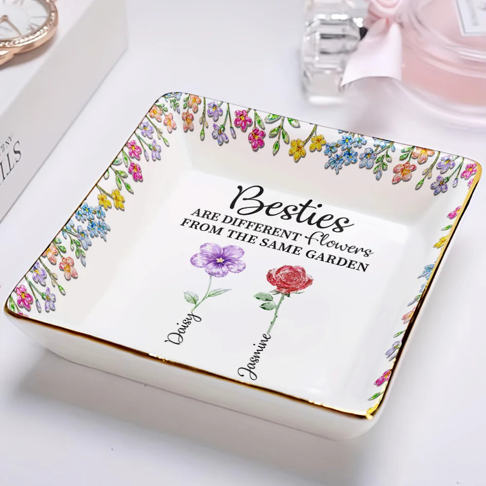 Gift For Sisters,Gift For Bestie,Gift For Women,Happy - Sisters Are Different Flowers From The Same Garden - Personalized Ring Dish