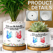 Gift For Cousin,Christmas,Gift For Sister,Gift For Sibling,Icon,Happy - Sisters Are Like Butterflies Crystal 3D Inflated Effect - Personalized Plant Pot