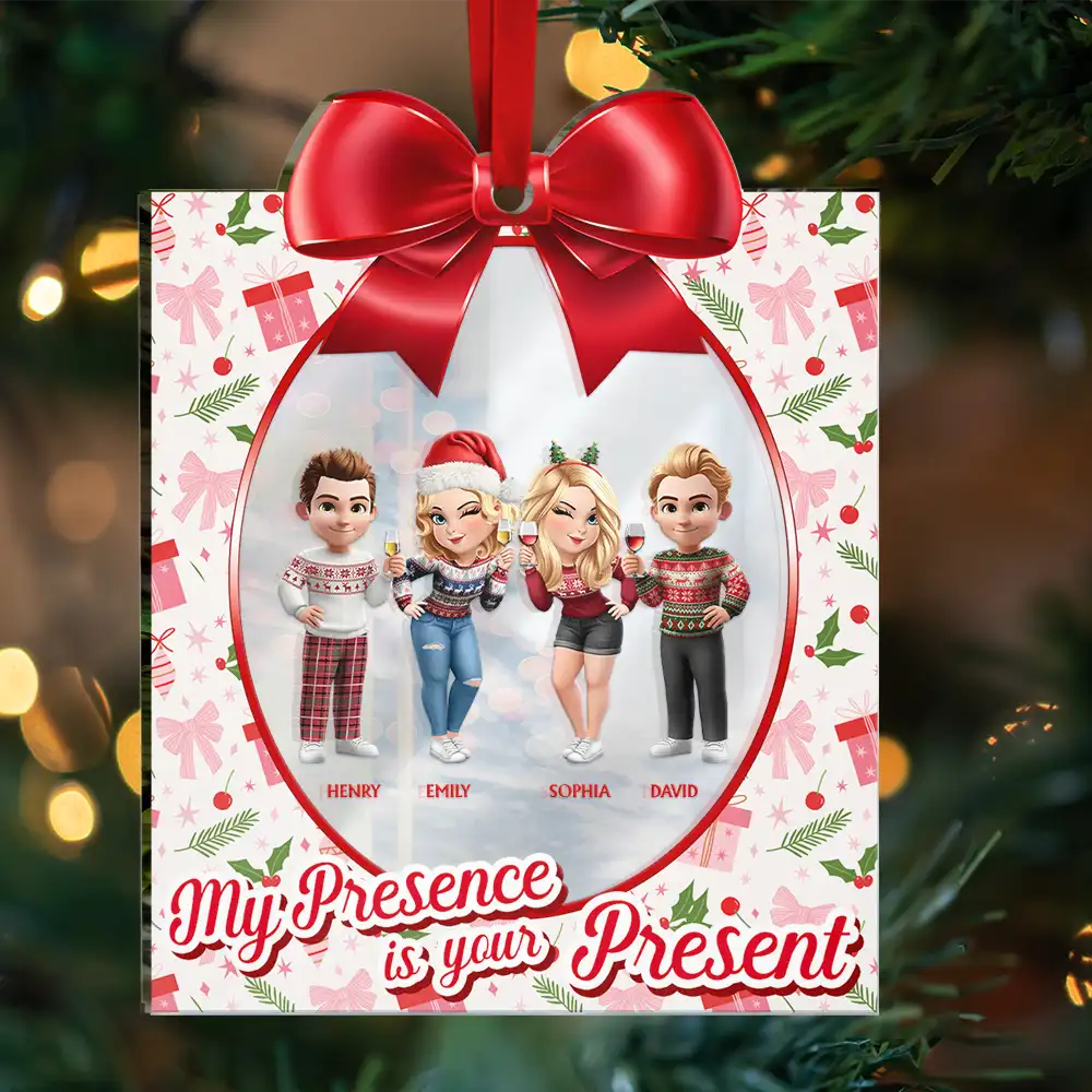 Gift For Women,Gift For Sisters,Gift For Sibling,Gift For Bestie,Gifts For Colleagues,Funny,Christmas - Sisters Besties My Presence Is Your Present - Personalized Custom Shaped Mirror Ornament