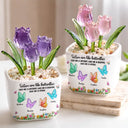 Gift For Cousin,Christmas,Gift For Sister,Gift For Sibling,Icon,Happy - Sisters Are Like Butterflies Crystal 3D Inflated Effect - Personalized Glass Flower Plant Pot