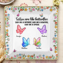 Sentimental,Gift For Cousin,Christmas,Gift For Sister,Gift For Sibling,Icon - Sisters Are Like Butterflies Crystal 3D Inflated Effect - Personalized Ring Dish