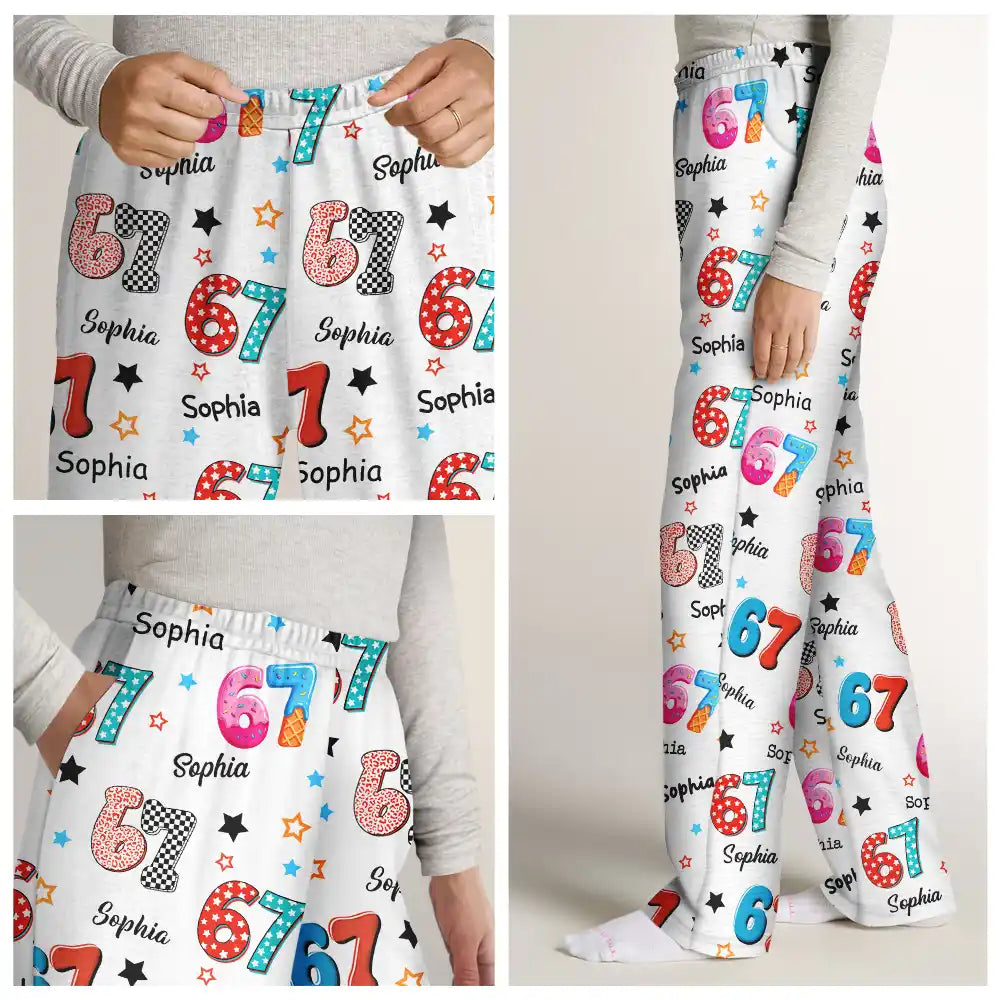 Gift For Kids, Gift For Grandkids, Gift For Men, Gift For Women, Funny - Six Seven Funny Slang - Personalized Pajama Pants