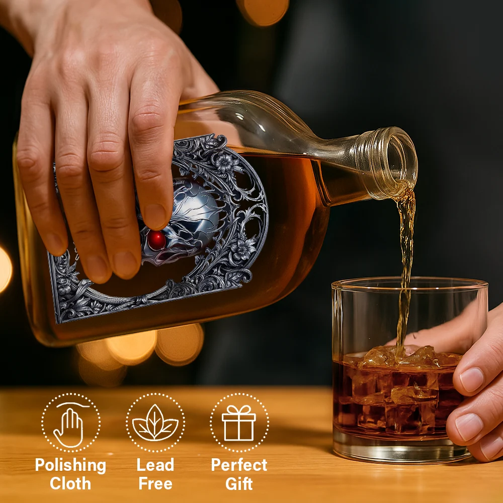 Gift For Yourself,Gift For Men,Dad's Hobby,Happy - Skeleton Gothic Favorite Spirit Is Whiskey - Personalized Whiskey Bottle