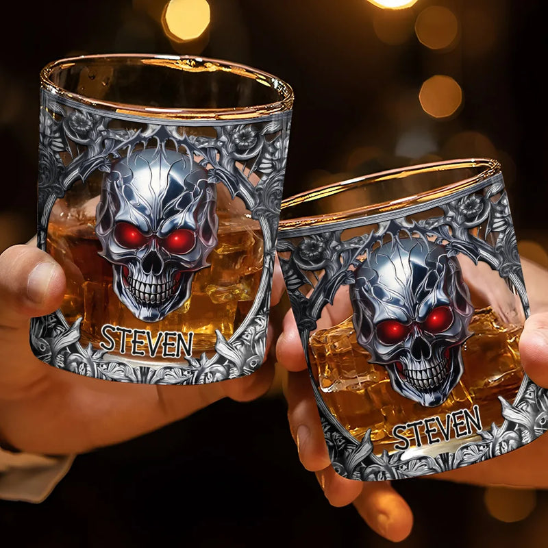 Skeleton Gothic Favorite Spirit Is Whiskey - Personalized Whiskey Glass