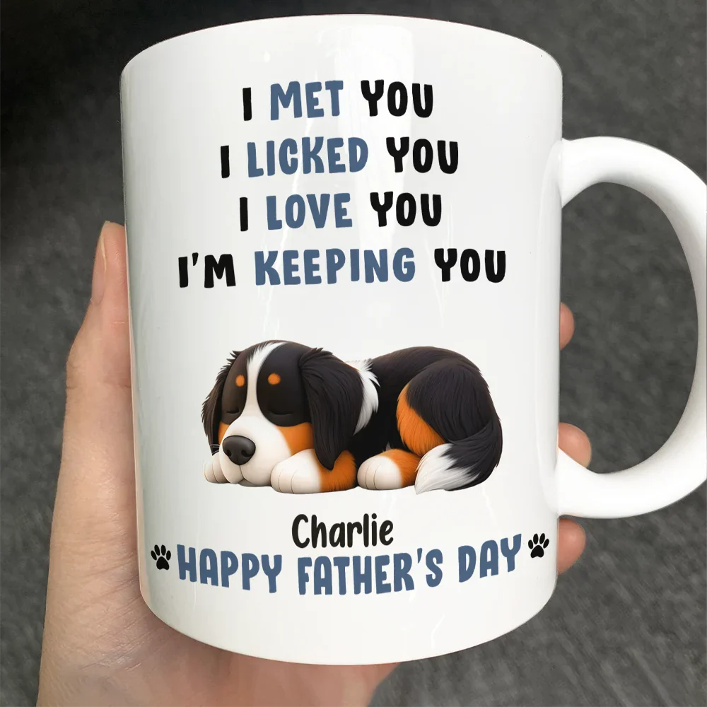 Dog Lovers, Dog Dad, Happy, Pet Lovers, Pet Dad - Sleeping Dog I Love You Dad - Personalized Mug