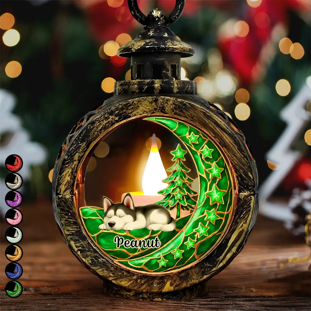Sleeping Dog With Stars 3D Effect - Personalized Candlelight Lantern Ornament