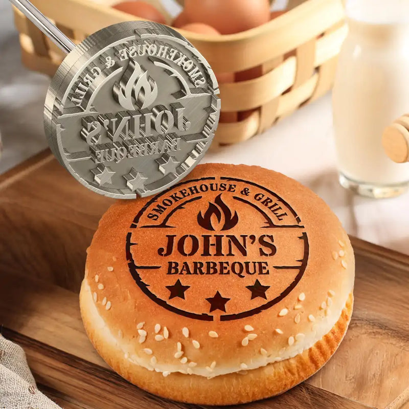 Happy, Gift For Yourself, Gift For Women, Gift For Men, Grilling - Smoke House And Grill - Personalized Grilling Branding Stamp