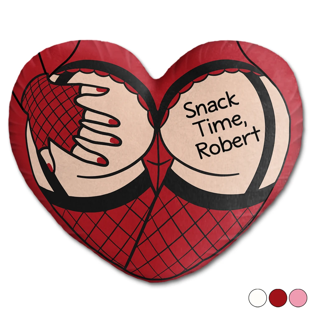 Gift For Husband,Gift For Boyfriend,Gift For Couples,Funny - Snack Time Husband Hot Wife Spicy Couple - Personalized Heart Shaped Pillow