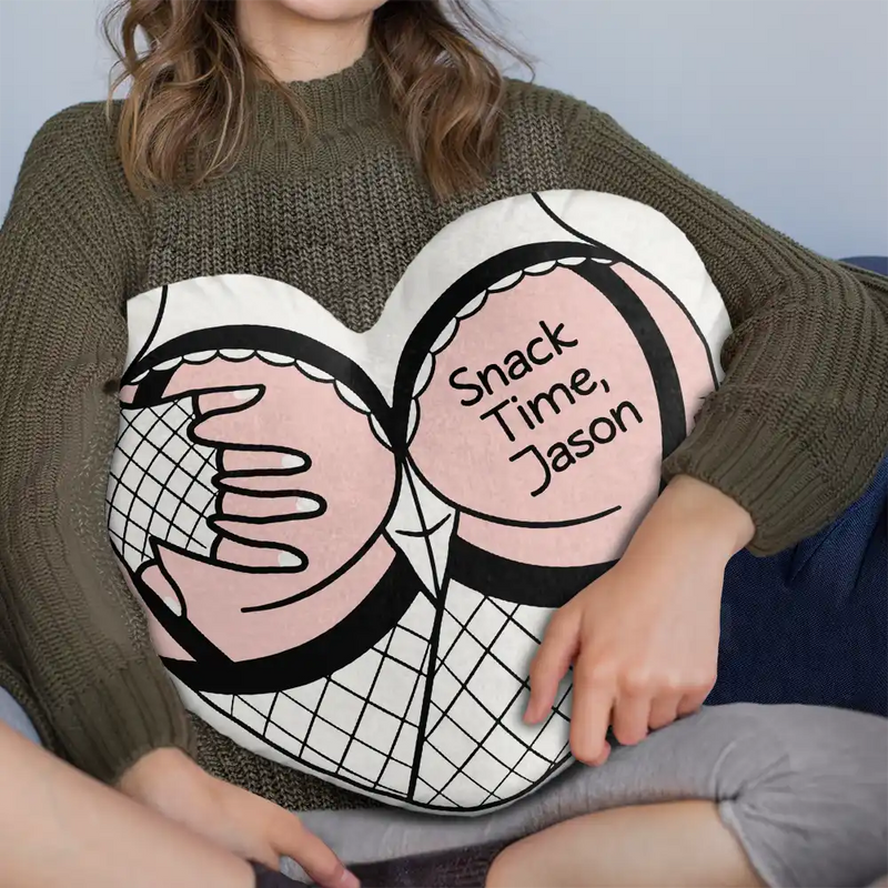 Gift For Husband,Gift For Boyfriend,Gift For Couples,Funny - Snack Time Husband Hot Wife Spicy Couple - Personalized Heart Shaped Pillow