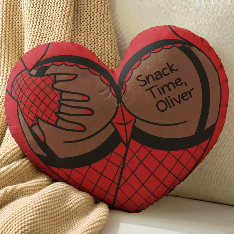 Gift For Husband,Gift For Boyfriend,Gift For Couples,Funny - Snack Time Husband Hot Wife Spicy Couple - Personalized Heart Shaped Pillow