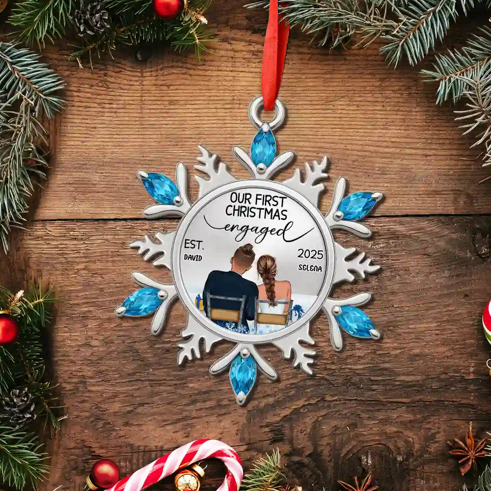 Gift For Couples,Gift For Husband,Gift For Wife,Christmas,Wedding,Love - Snowflake First Christmas Couple - Personalized Metal Ornament
