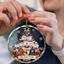 Independence Day,America 250th,Christmas,Proud,Family,Icon - Snowman 250 Years Of Freedom America Anniversary - Personalized Circle Glass Ornament