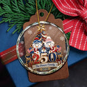 Independence Day,America 250th,Christmas,Proud,Family,Icon - Snowman 250 Years Of Freedom America Anniversary - Personalized Circle Glass Ornament