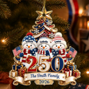 Independence Day,America 250th,Christmas,Proud,Family,Icon - Snowman 250 Years Of Freedom America Anniversary - Personalized Custom Shaped Acrylic Ornament
