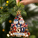 Independence Day,America 250th,Christmas,Proud,Family,Icon - Snowman 250 Years Of Freedom America Anniversary - Personalized Custom Shaped Wooden Ornament
