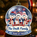 Independence Day,America 250th,Christmas,Proud,Family,Icon-Snowman 250 Years Of Freedom Anniversary - Personalized Custom Shaped Acrylic Ornament