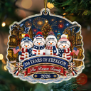 Independence Day,America 250th,Christmas,Proud,Family,Icon - Snowman Family 250 Years Of Freedom Anniversary - Personalized Custom Shaped Acrylic Ornament