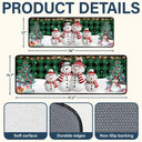 Family,Parents,Gift For Grandparents,Gift For Kids,Happy,Christmas - Snowman Family Christmas Plaid Pattern - Personalized Runner Rug