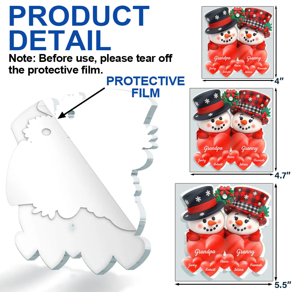 Family, Christmas - Snowman Family Full Of Love 3D Effect - Personalized Custom Shaped Acrylic Ornament