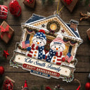 Independence Day,America 250th,Christmas,Proud,Family,Icon - Snowman Family Home 250th Anniversary - Personalized Custom Shaped Acrylic Ornament