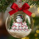 Christmas,Family,Love,Gift For Grandparents,Parents - Snowman Family Grandma Grandpa Kids - Personalized 3D Acrylic Ball Ornament