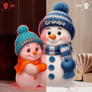 Gift For Grandparents,Gift For Grandma,Gift For Grandpa,Gift For Grandkids,Love,Christmas,Top Market,Non-Eng - Snowman Grandma and Grandkids - Personalized Custom Shaped Light Box