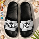 Summer,Gift For Mother,Sport Mom,Football (Soccer),Confident,Summer Soccer Games,Custom Text - Soccer Baseball Basketball For Family, Sport Lovers - Personalized Unisex Slides