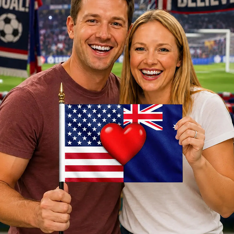 Gift For Couples, Proud, Summer Soccer Games - Soccer Couple Country Flag - Personalized Handheld Flag