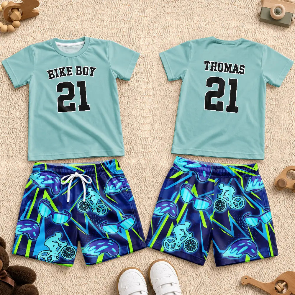 Gift For Kids, Summer, Football (Soccer), Confident, Summer Soccer Games, Custom Text - Soccer Football Baseball Basketball Son Daughter, Sport Lovers - Personalized Kids Clothing Set