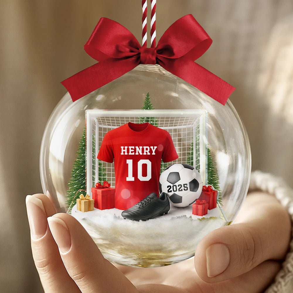 Gift For Yourself,Gift For Women,Gift For Men,Happy,Christmas - Soccer Player Uniform - Personalized 3D Acrylic Ball Ornament