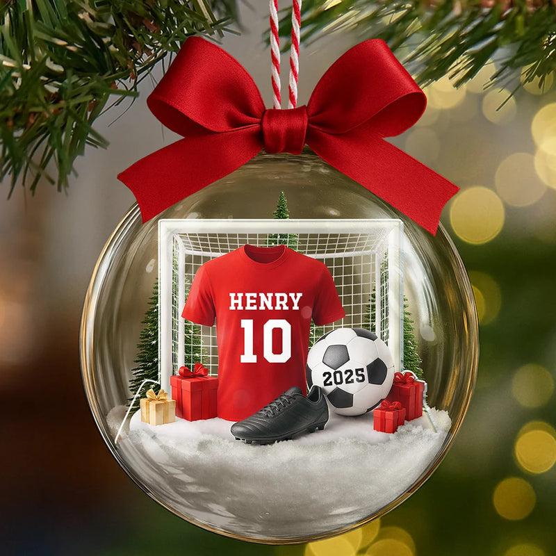 Gift For Yourself,Gift For Women,Gift For Men,Happy,Christmas - Soccer Player Uniform - Personalized 3D Acrylic Ball Ornament