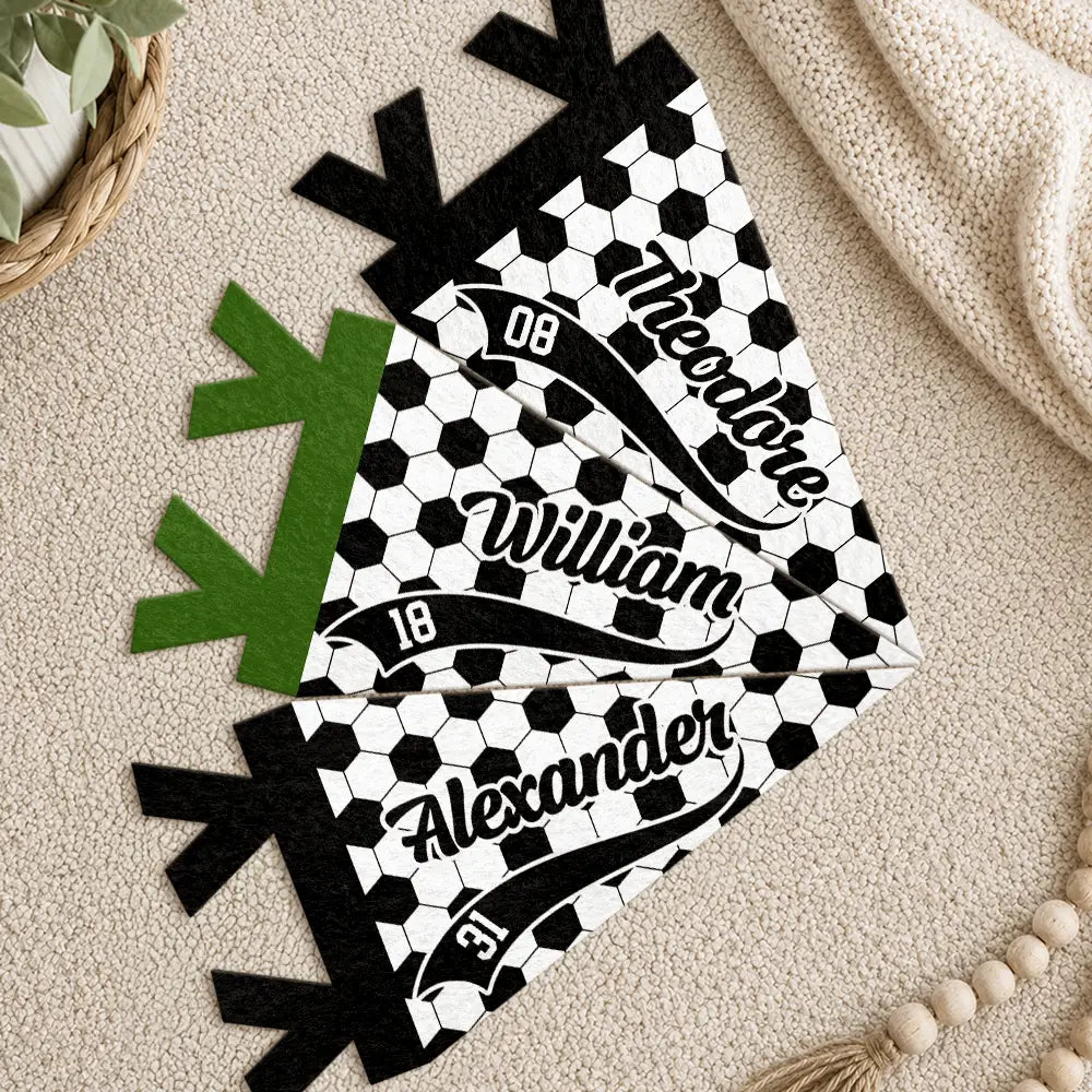 Confident,Back To School,Football (Soccer),Gift For Kids,Custom Text - Soccer Player With Name & Number - Personalized Pennant