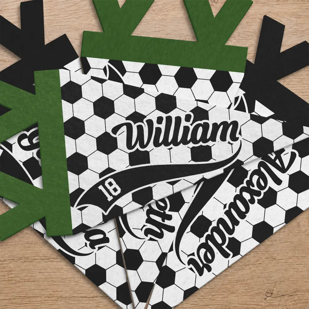 Confident,Back To School,Football (Soccer),Gift For Kids,Custom Text - Soccer Player With Name & Number - Personalized Pennant