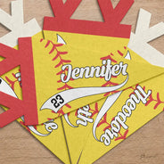 Confident,Back To School,Softball,Gift For Kids,Custom Text - Softball Player With Name & Number - Personalized Pennant