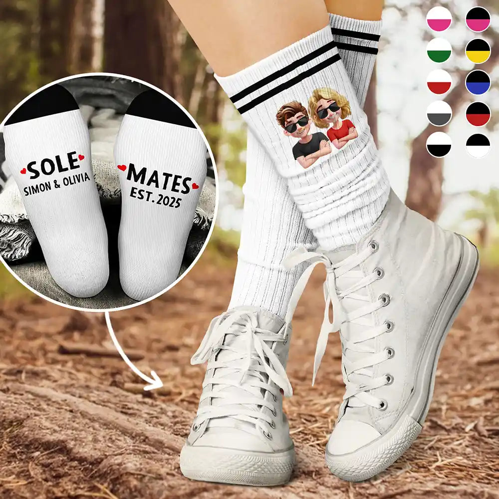 Gift For Couples, Gift For Husband, Gift For Wife, Gift For Boyfriend, Gift For Girlfriend, Love, Christmas - Sole Mates - Personalized Socks