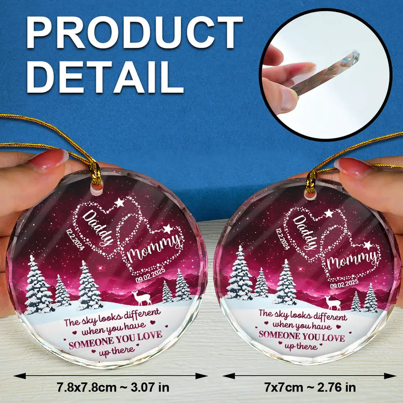 Gift For Yourself,Memorial,Pet Lovers,Pet Mom,Pet Dad,Gift For Women,Gift For Men,Family,Sad - Someone You Love Up There - Personalized Circle Glass Ornament