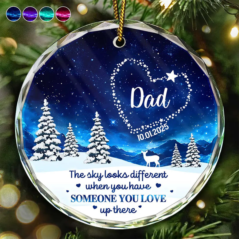 Gift For Yourself,Memorial,Pet Lovers,Pet Mom,Pet Dad,Gift For Women,Gift For Men,Family,Sad - Someone You Love Up There - Personalized Circle Glass Ornament