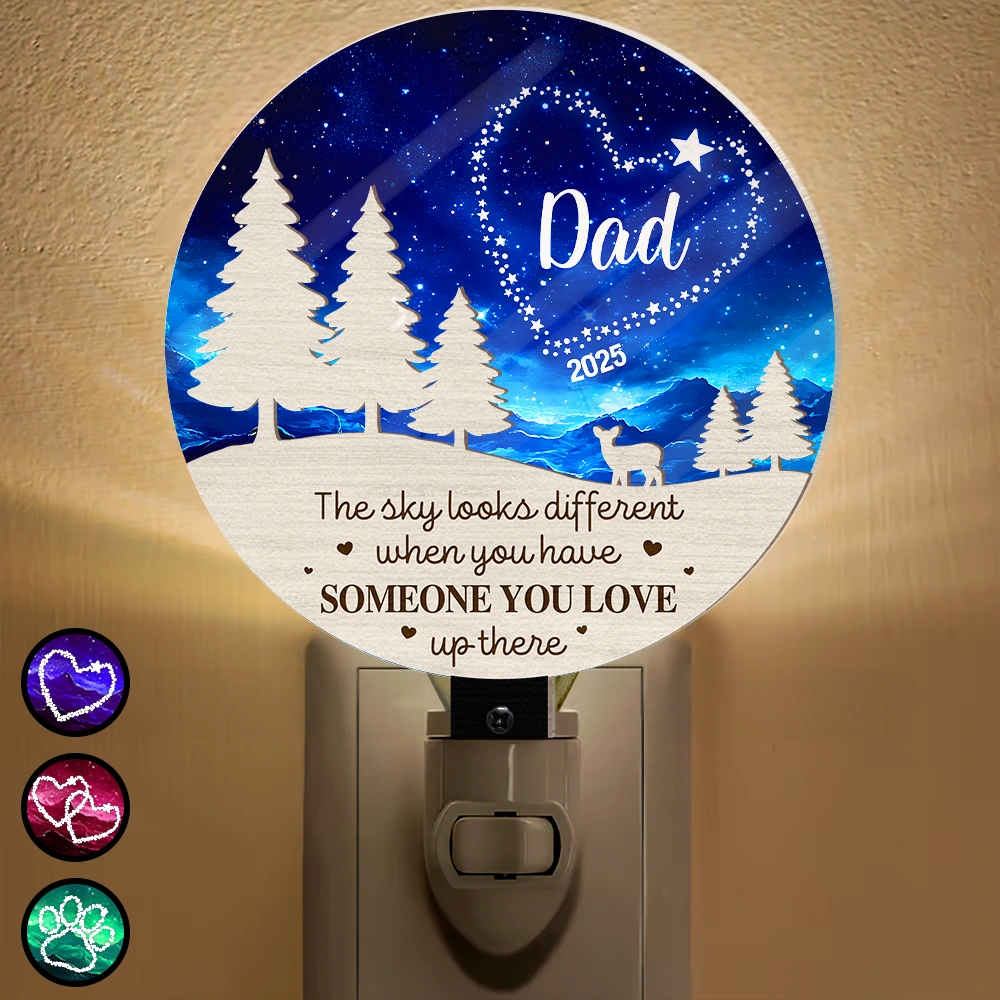 Gift For Yourself,Memorial,Family,Pet Lovers,Dog Lovers,Cat Lovers,Sad,Christmas - Someone You Love Up There - Personalized Plug-in Night Light