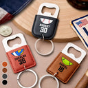 Gift For Father,Gift For Grandpa,Gift For Men,Happy,Sport Dad,Baseball,Basketball,Football (Soccer) - Sport Dad Baseball Basketball - Personalized Leather Bottle Opener Keychain