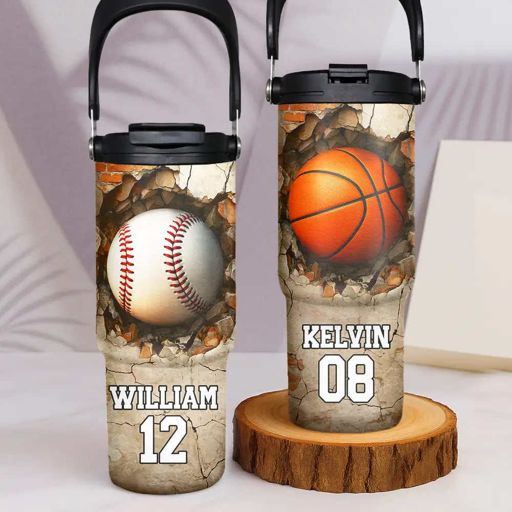 Baseball,Basketball,Gift For Kids,Gift For Grandkids,Happy,Back To School - Sport Gifts For Kid - Personalized 30oz Tumbler With Handle