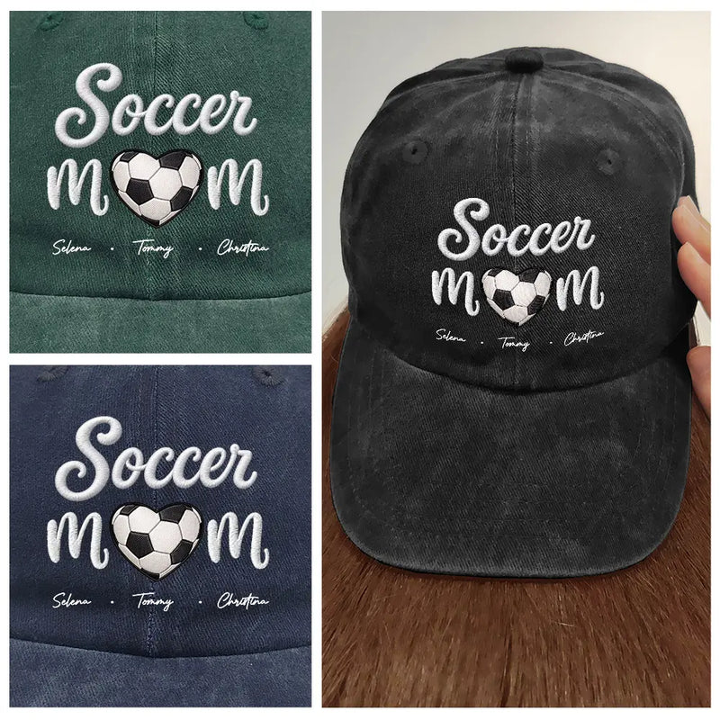 Sport Mom Embroidery Style - Personalized Vintage Washed Denim Cap