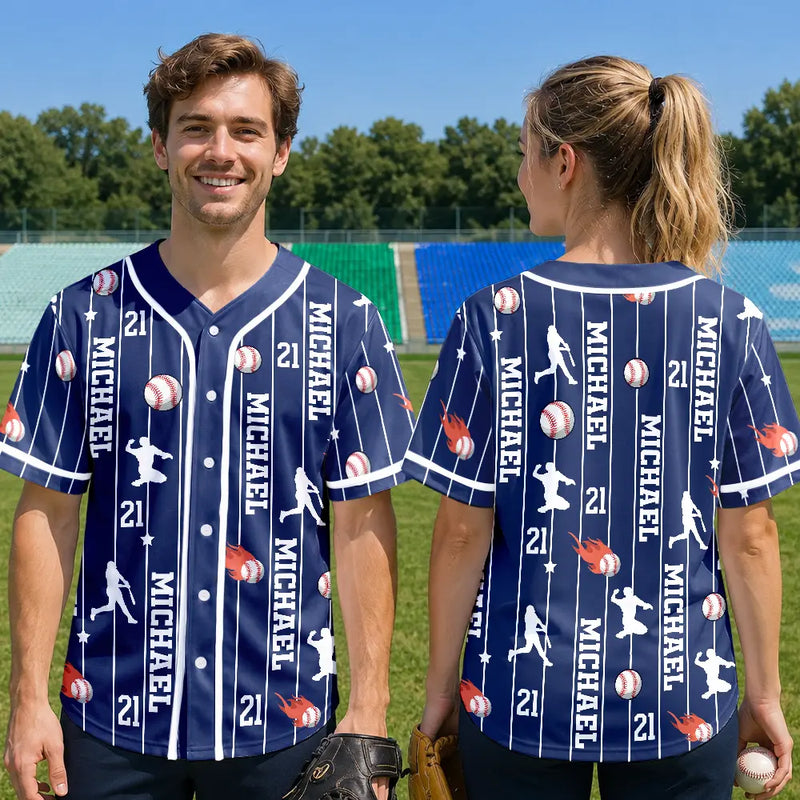Top Market,Baseball,Playful,Gift For Yourself,Icon - Sports Lovers Number And Name - Personalized Baseball Jersey Shirt