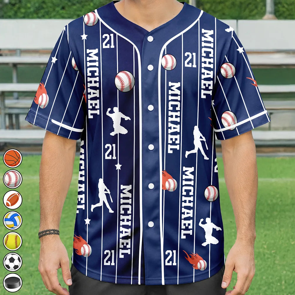 Top Market,Baseball,Playful,Gift For Yourself,Icon - Sports Lovers Number And Name - Personalized Baseball Jersey Shirt