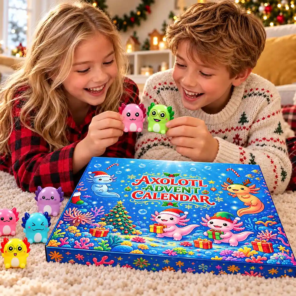 Adorable,Christmas,Gift For Kids,No Custom - Squishy Axolotl Gift For Kids - Personalized Winter Christmas Countdown Advent Calendar
