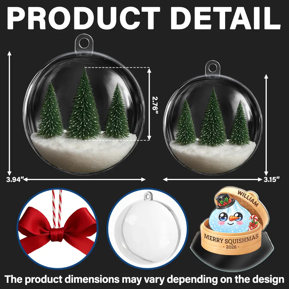 Playful,Christmas,Gift For Kids,Icon - Squishy Dumpling Keepsake Gift For Squishy Hunter - Personalized 3D Acrylic Ball Ornament
