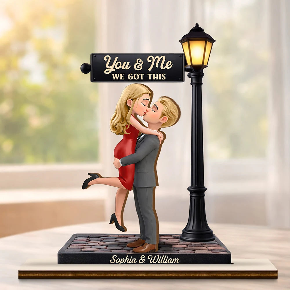 Standing Couple You And Me We Got This Under The Light - Personalized Custom Shaped Wooden Plaque