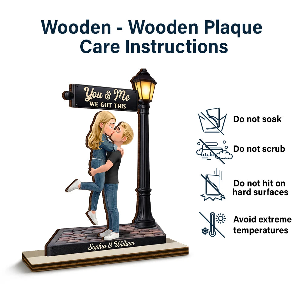 Gift For Couples,Gift For Husband,Gift For Wife,Gift For Boyfriend,Gift For Girlfriend,LGBT,Love,Dog Couple,Pet Couple - Standing Couple You And Me We Got This Under The Light - Personalized Custom Shaped Wooden Plaque